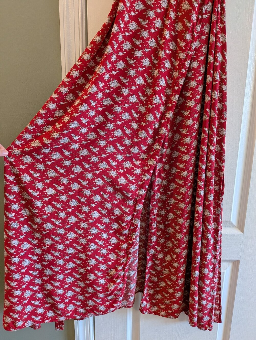 Natural Life Sophia Ditsy Floral Wrap Maxi Dress Red Country Cottagecore Size M - Picture 5 of 15